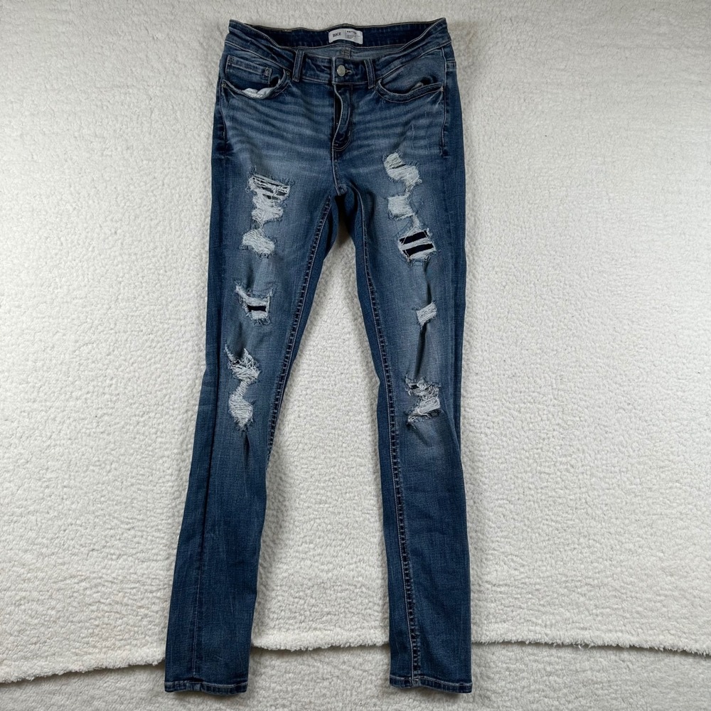 BKE Payton Skinny Jeans Womens Distressed Mid Rise Denim 29x31.5 Blue Grunge Y2K